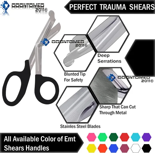 Vista 7 de Utilidad odontomed2011 ® 50 PCS paramédico vendaje de primeros auxilios Acero Inoxidable Trauma EMT EMS Tijeras Tijeras 7,25 "Lo Negro ODM