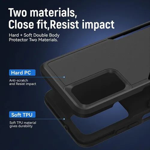 Vista 4 de Funda para Samsung Galaxy A03S, con protector de pantalla [prueba de caídas de grado militar], resistente, resistente, a prueba de golpes, para Negro