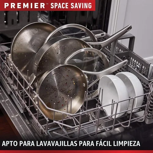 Vista 6 de Calphalon Premier - Juego de ollas y sartenes de acero inoxidable que ahorran espacio, 10 piezas