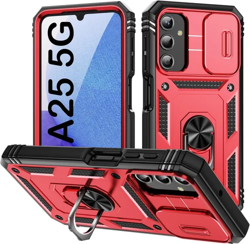 Vista 24 de PASNEW Funda militar para iPhone 13 Pro Max, cubierta de cámara deslizante y soporte de anillo de metal de 360°, carcasa rígida multicapa resistente