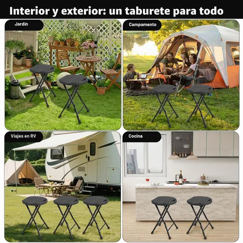 Vista 5 de COOZMENT Taburete plegable con asa, taburete de campamento portátil resistente de 550 libras, taburete plegable con pies antideslizantes