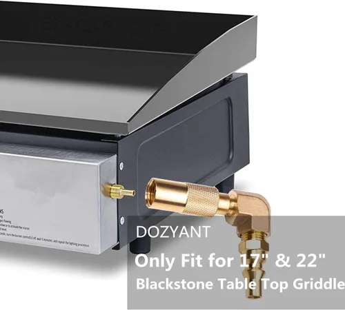 Vista 3 de DOZYANT - Adaptador de conexión rápida RV de 1/4 pulgadas, ajuste de conversión de codo para parrilla de mesa Blackstone - 17 pulgadas y 22 pulgadas
