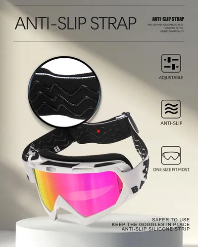 Vista 9 de BATFOX Gafas de Motocicleta Gafas Protectoras Moto de Cross Motocross Seguridad ATV Táctica Conducción (Azul Negro, Adulto)