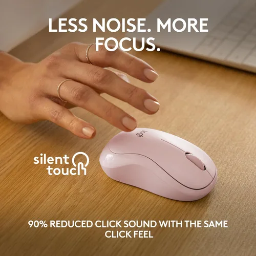 Vista 3 de Logitech M240 - Ratón inalámbrico compacto y silencioso con Bluetooth, color rosa Bluetooth connectivity, no USB receiver, quiet clicks, 3