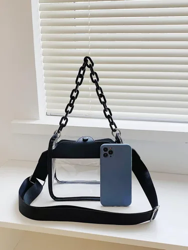 Vista 8 de Bolso transparente para mujer, bolso transparente para concierto, aprobado por estadios, bolso cruzado de hombro, bolso Hobo