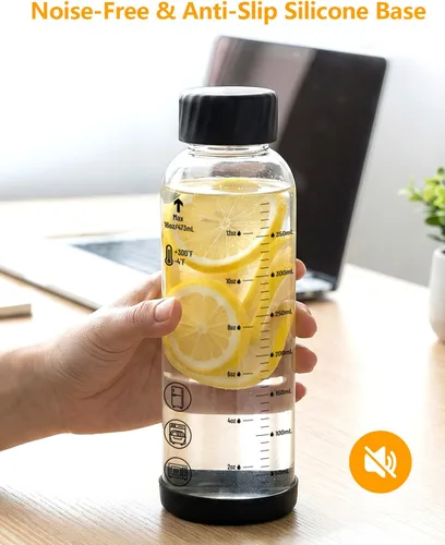 Vista 7 de Zukro - Botellas de agua de vidrio con tapa de acero inoxidable de 16 onzas Color múltiple
