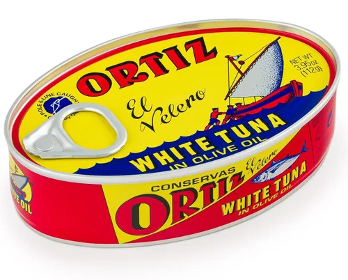 Vista 3 de Ortiz Atún blanco en aceite de oliva, rebanadas tiernas frescas, atún silvestre español, alto en proteínas y grasas Omega 3, excelente en ensaladas