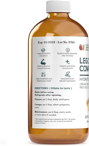 Vista 3 de Líquido orgánico Amish para aliviar calambres en las piernas, 16 onzas, suplemento natural de apoyo muscular y pie con vinagre de sidra de manzana