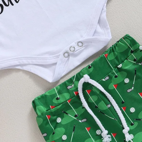 Vista 5 de SHUING Traje de golf para bebé recién nacido, para el futuro de papá, conjunto de pantalones elásticos para golf, conjunto de gorro