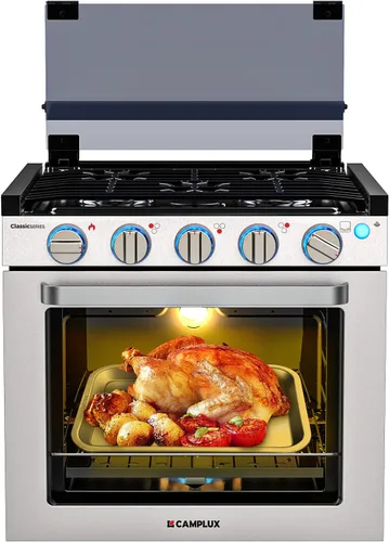 Vista 8 de CAMPLUX Elite - Combo de estufa y horno para RV de 21 pulgadas con protección contra falla de llama, horno de propano para RV de 1.8 pies cúbicos