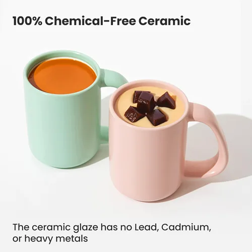 Vista 4 de CURVD® Taza de café de 18 onzas, apta para microondas y lavavajillas, 100% cerámica sin químicos, mango grande para un agarre cómodo, perfecta
