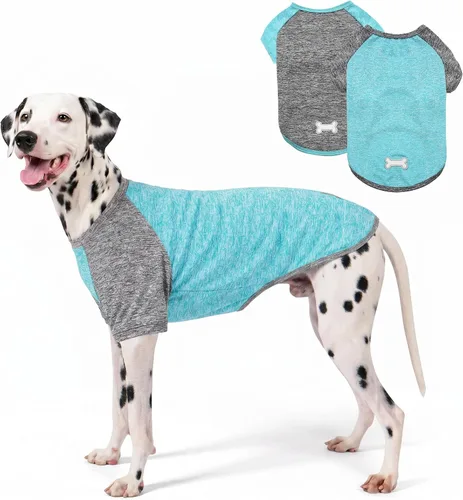 Vista 16 de KYEESE Paquete de 2 camisas para perro con mangas, camisetas ligeras de protección solar de secado rápido para perros pequeños con piel sensible