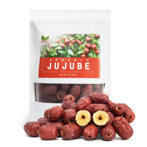 Vista 10 de Trxamzy Dátiles rojos chinos de azufaifo seco natural premium, sin OMG, 1 libra, para aperitivos, hornear, té, sopa