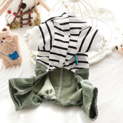 Vista 6 de Ropa para mascotas, overol clásico para perro, ropa para cachorros, overol con peto, pijamas de invierno de Navidad para perros, overol