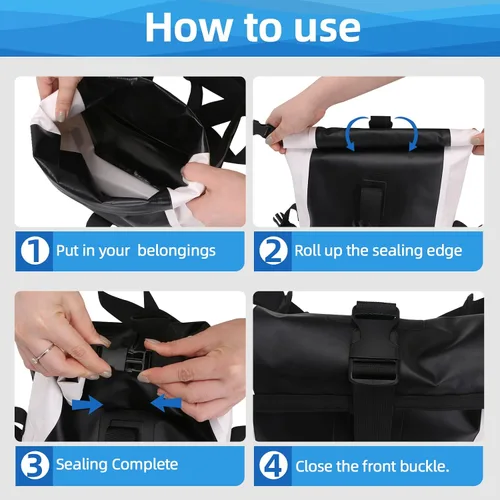 Vista 13 de Riñonera impermeable, bolsa seca flotante con correa ajustable para la cintura de gran capacidad, bolsa de cintura impermeable para kayak, barco
