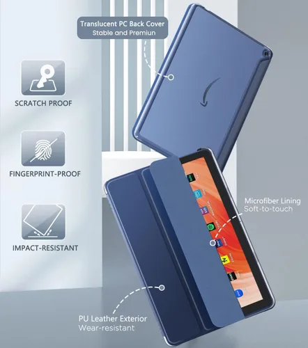 Vista 3 de MoKo - Funda para tableta Amazon Kindle Fire HD 10 (13ª generación, versión 2023) de 10.1 pulgadas, funda de piel sintética con soporte triple