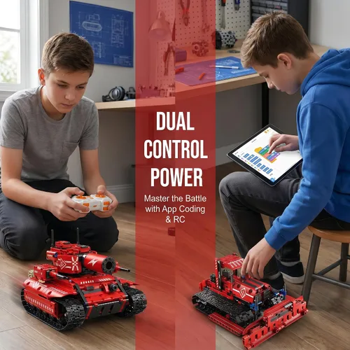 Vista 6 de Kit de robot STEM 5 en 1 para niños de 8 a 14 años 495 piezas de construcción de excavadora y robot Codificación de aplicaciones, robots a