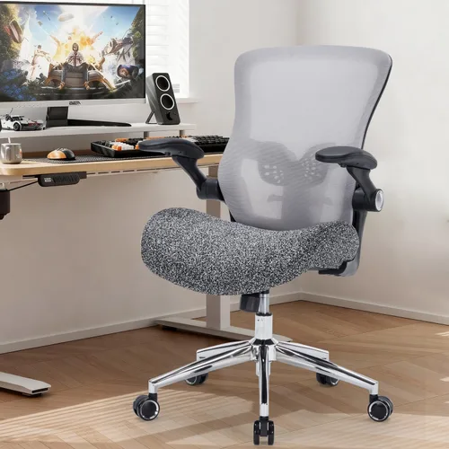 Vista 2 de Silla de oficina resistente, 400 libras, silla de escritorio ergonómica con cojín de espuma de modelado 3D ancho y suave, silla de escritorio