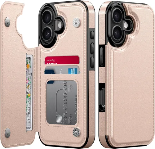 Vista 88 de LETO para iPhone 15 Pro Funda tipo cartera - Tapa tipo folio con patada - Diseños de moda - Tarjetero - Funda protectora para mujeres y niñas - 6.1