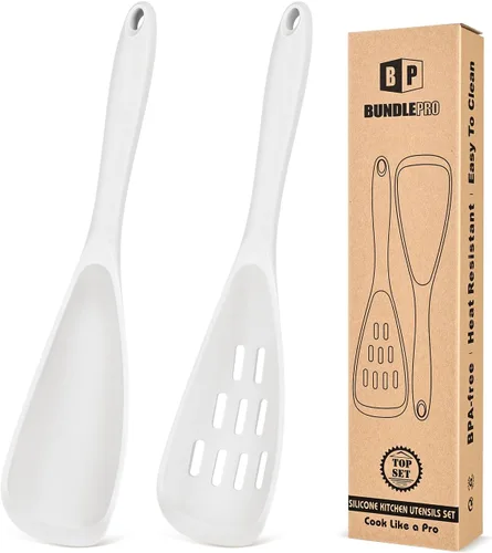 Vista 12 de BUNDLEPRO Cucharas de cocina de silicona para utensilios de cocina Caqui