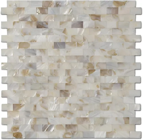 Vista 8 de 1 - Lámina de azulejos de conchas de perla para despegar y pegar, protector contra salpicaduras adhesivo para cocina, baño, dormitorio