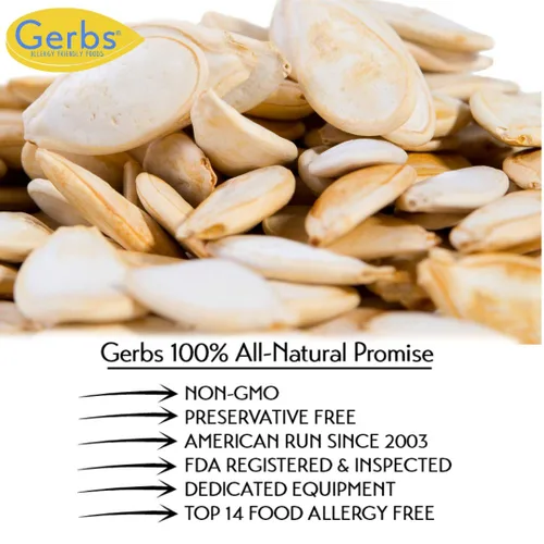 Vista 8 de GERBS Semillas enteras de calabaza con cáscara; Los mejores 14 alimentos libres de alergias alimentarias, sin OMG, vegano, Keto y paleo.
