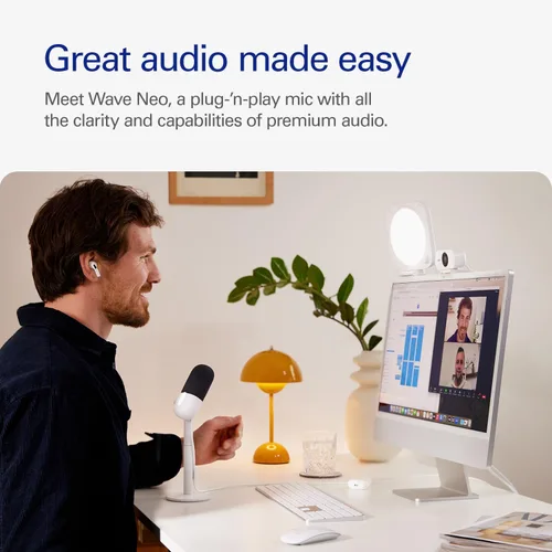 Vista 10 de Elgato Wave Neo - Micrófono de condensador USB, toque para silenciar, para juegos, transmisión, reuniones, grabación de voz