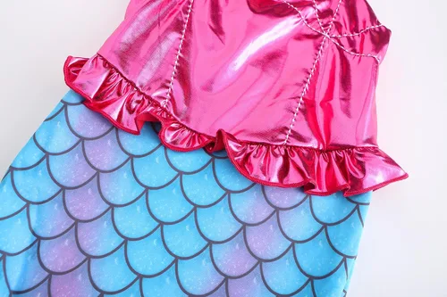 Vista 5 de Mecamelon Disfraz de sirena para niñas vestido de fiesta de princesa con accesorios