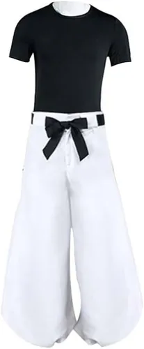Vista 2 de QAHEART Disfraz de cosplay de Fushiguro Toji, conjunto completo de Fushiguro Toji Anime Cosplay traje negro de manga corta