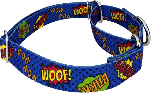 Vista 4 de Country Brook Petz - Collar y correa azul Super Dog Martingale - Colección Geek Chic con diseños para cualquier mega fan (1/2 pulgada, 2XS)