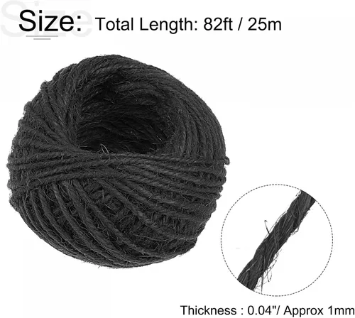 Vista 2 de uxcell Cuerda de yute natural de 0.039 in, 82 pies, 3 capas, cuerda de yute para manualidades y manualidades, para envolver adornos para decoración