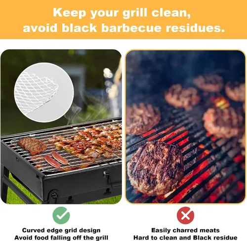 Vista 5 de Juego de 10 cubiertas de parrilla desechables de 16 x 12 pulgadas, alfombrillas de aluminio antiadherentes para parrillas al aire libre, fáciles