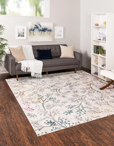 Vista 15 de Unique Loom Blossom Collection - Alfombra de área Yoshino (2' x 3' 1", rectangular, azul/verde)