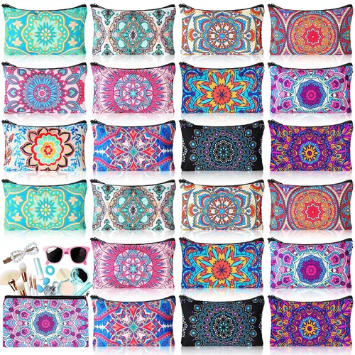 Vista 17 de 24 piezas bolsas de maquillaje a granel, bolsas de cosméticos de lona, organizador de bolso, bolsa cosmética con cremallera, bolsa de tocador