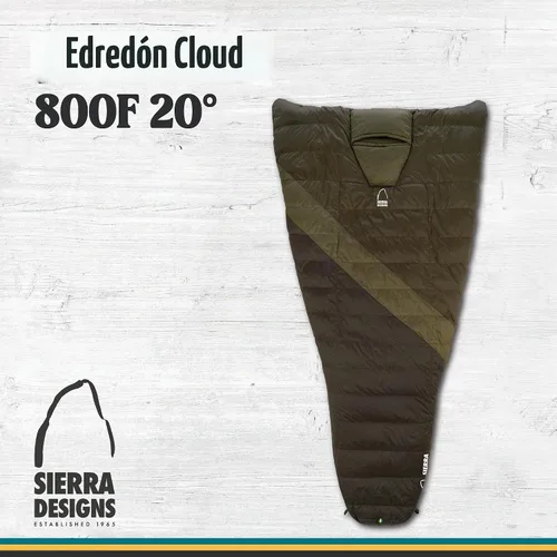 Vista 9 de Sierra Designs Cloud - Saco de dormir de 20 grados DriDown ultraligero sin cremallera para mochileros y camping