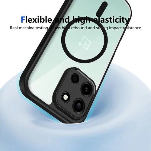 Vista 591 de Funda magnética transparente compatible con Xiaomi 17T, color negro 2 en 1 PC + TPU cubierta de teléfono a prueba de golpes, carcasa protectora