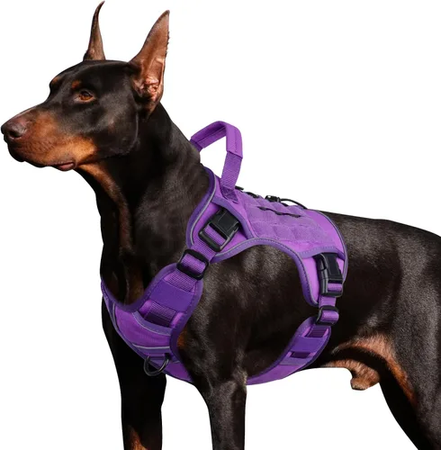 Vista 45 de WINGOIN Arnés táctico negro para perros pequeños, arnés resistente sin tirones con asa, arnés militar reflectante ajustable K9 para mascotas