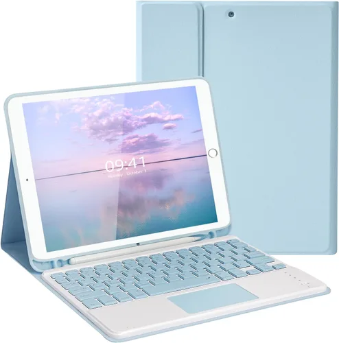 Vista 10 de Funda de teclado LAMA para iPad de 10.2 pulgadas, estuche inalámbrico con teclado con soporte para lápices para iPad de 10.2 y 10.5 pulgadas
