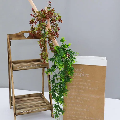 Vista 6 de Vid colgante artificial, juego de 2 plantas colgantes artificiales, plantas colgantes falsas para colgar en la pared, hojas de vid para decoración