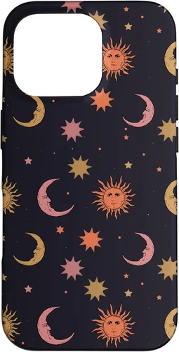 Vista 20 de Funda para iPhone 16 Whimsigoth Aesthetic Hippie Celestial Vintage Half Moon Sun