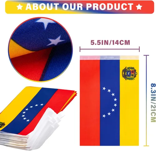 Vista 3 de Bandera de cuerda en forma de banderín de Venezuela, pequeñas mini banderas de la República Bolivariana de Venezuela, decoración nacional del país
