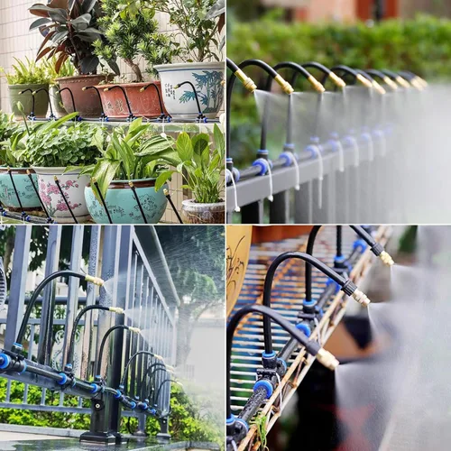 Vista 7 de Kit de riego por goteo de 49.21 pies, sistema automático de riego por goteo, sistema de riego de jardín flexible de 360°, sistema de riego de jardín
