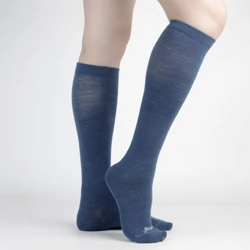 Vista 4 de JAVIE - Calcetines de compresión ligeros de lana merina, cómodos, graduados de 15-20 mmHg, hasta la rodilla, para mujeres y hombres, senderismo
