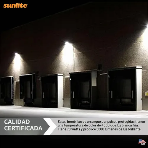 Vista 5 de Sunlite MP70/U/MED/PS 03641-SU - Bombilla de halogenuros metálicos protegidos de 70 W, base media, transparente