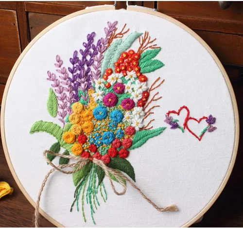 Vista 2 de Konrisa Kit de Bordado Estampado con Patrón Floral DIY Kits de Punto de Cruz para Adultos Flores Plantas Kit de Iniciación de Bordado con Hilo