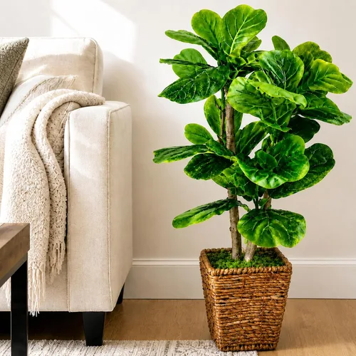 Vista 17 de LCG Florals - Árbol artificial de higuera de hoja de violín de 3.2 pies - Tronco de madera real, preensamblado, sin mantenimiento, planta artificial