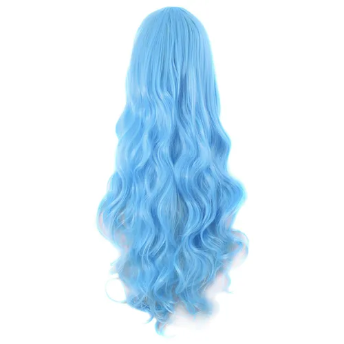 Vista 2 de MapofBeauty Peluca de disfraz de cosplay rizada en espiral de 32 pulgadas Azul celeste