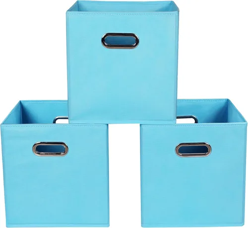 Vista 28 de Yunkeeeper - Contenedores de almacenamiento, cubos organizadores de tela con asa, cubos plegables para almacenamiento de tela o accesorios, 11 x 11