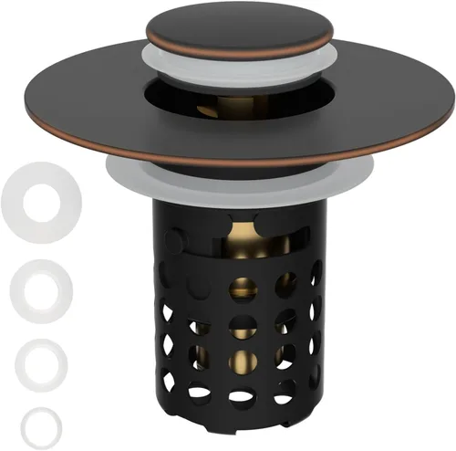 Vista 12 de Colador universal para desagüe de lavabo de baño atrapa cabellos, 2 piezas mejoradas con cesta de filtro de acero inoxidable extraíble, tapón