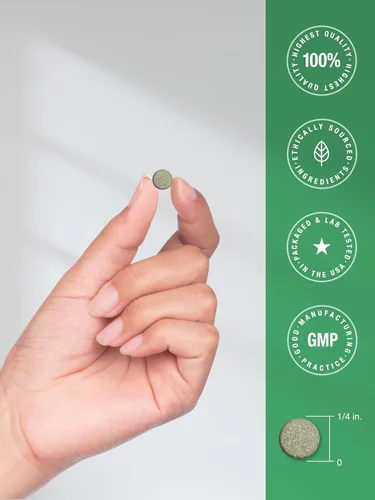 Vista 7 de Horbäach Pastillas de clorofila 300 tabletas masticables Sabor natural a menta Suplemento vegano, sin OMG y sin gluten